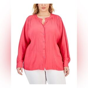 Calvin Klein Womens Plus Work Wear Shirred Blouse Size 2X NEW